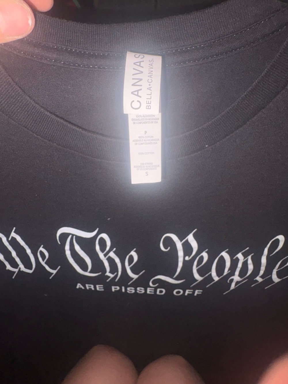 Bella Canvas Black Tee with White Gothic Text - Picture 2 of 2